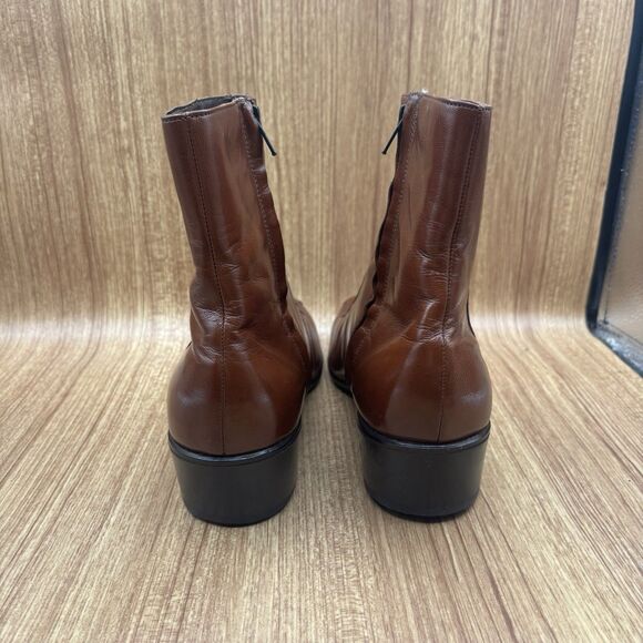 FLORSHEIM IMPERIAL MEN'S 9.5 D BROWN LEATHER SIDE ZIP ANKLE  BOOTS. - Picture 4 of 8